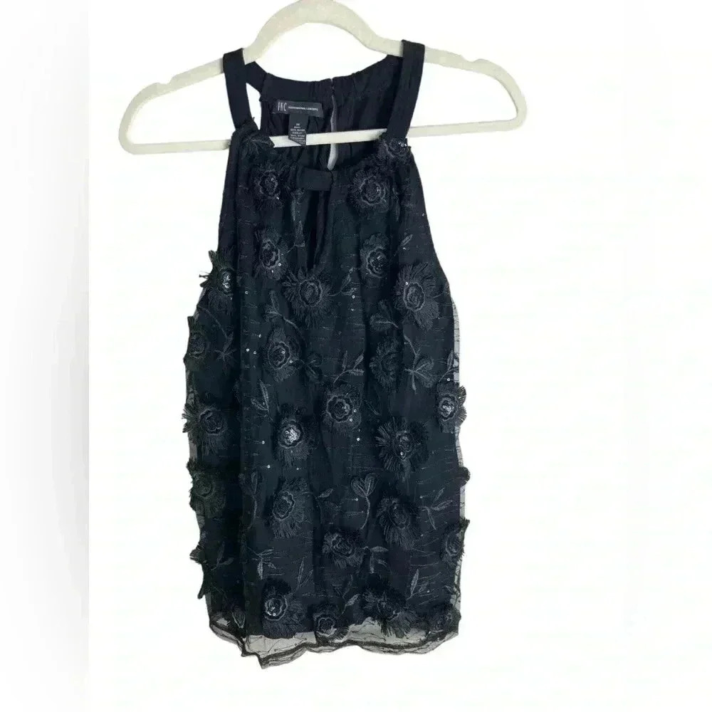 I-N-C international‎ concepts black floral dress top size medium